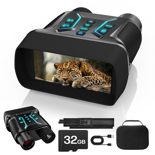 Binoculares Visión Nocturna 4K, 36MP Binoculares Visor Nocturno con Zoom Digital 8X, Recargables 4500mAh, Pantalla HD de 4,5