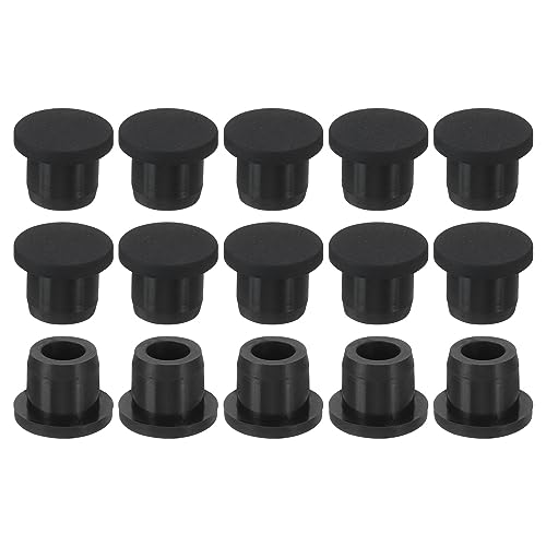 MECCANIXITY Silicone Rubber Hole Plug Soft Flexible Stopper for 11-12mm Hole Black 15 Pieces