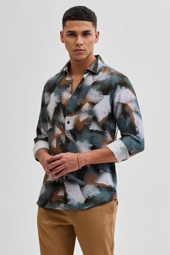 Image of SNITCH Casual Wear Full Sleeve Textured Abstract Shirt
