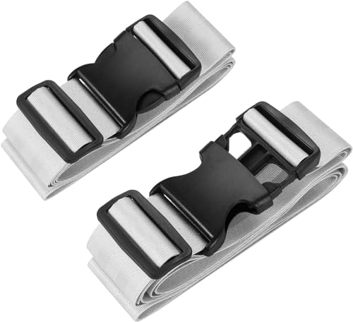 Image of 2 Luggage Strap (2 inch X6.5FEET Color) + 1 ADD ON BAGAGGE Belt(1 inchX20 inch Black) with Quick Release Buckle Adjustable, Premium Accessory for Travel Bag Closure Bright Colors (3PACK, Grey)
