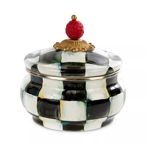 MacKenzie-Childs Enamel Squashed Pot Canister-Courtly Check