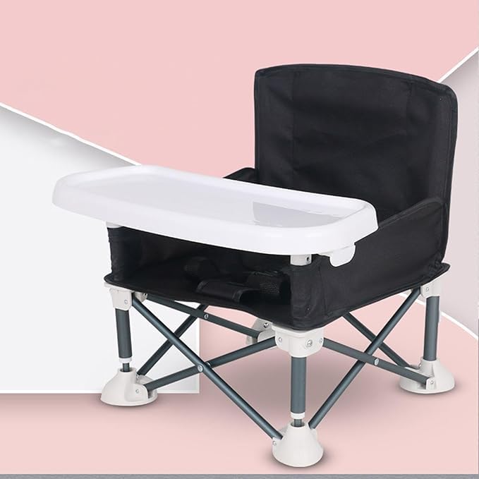 Image of Baby Foldable Chair for Baby boy, Girl | Space Saver Baby Seat Booster High Chair Camping Chair for Kids, Toddler | Beach Chair for Travel, Outdoor, Fishing | Folding Chair Booster Seat with Tray
