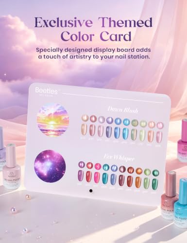 Image of Beetles Sky Symphony Cat Eye Gel Nail Polish Kit, 20 Colors, 15ml Each | With Base Coat Glossy and Matte Top Coats, Cuticle Oil, Swatch Card and 4 Magnets, Soak Off UV Manicure Cat Eye Set