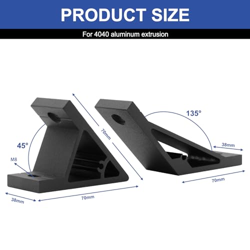 Image of 12pcs 4040 45 /135 Degree Angle Corner Bracket 4040 Extrusion Hardware T-Slot V-Slot Accessories with Screws and Nuts for 4040 Aluminum Extrusion Connector 3D Printer Accessories Black