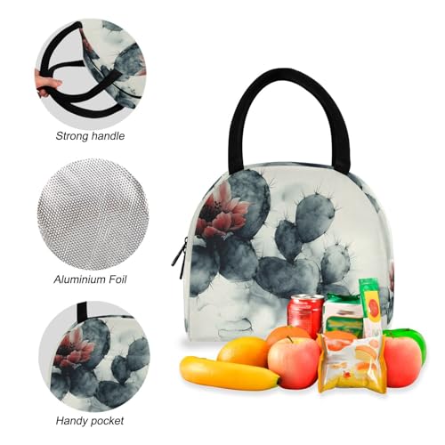 Backpack Lunch Box Set Large Capacity Travel Backpacks and Insulated Lunch Bag for Commute Hiking Picnic Painting Cactus Print4
