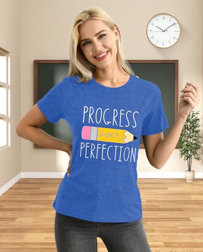 Teacher Shirt for Women Teach Teaching Tshirt Progress Over Perfection Teacher Tee Top2