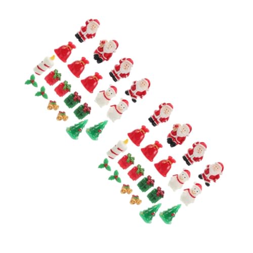 Garneck クリスマス 飾り 40点 ミニチュア 置物 クリスマス オーナメント 27x45mm ミニ 手芸用品 樹脂 手作りアクセサリー 置物 装飾 飾り 卓上 盆栽 鉢植え 園芸 小道具 ランダムパターン ランダムスタイル