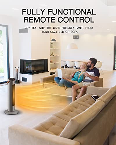 24" Space Heater For Indoor Use, 1500W Fast Heating Ceramic Heater With Thermostat, Remote, Overheat&Tip-Over Protection, 9H Timer, 60° Oscillating Portable Electric Heater For Office Bedroom #TOP6