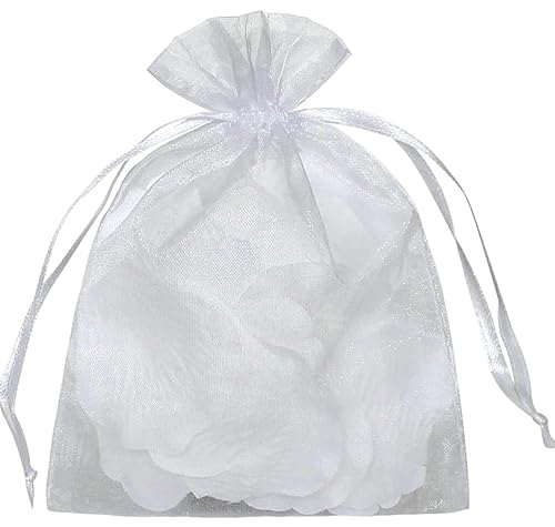 YunKo 50pcs Organza Bags 6x9 Inches Drawstring Gift Jewelry Mesh Bags Fruit Protection Bag White Sheer Organza Wedding Party Favor Bag