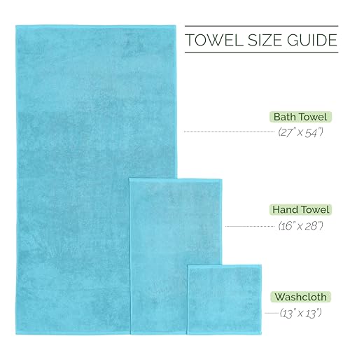 Image of Elegant Comfort 4 Lines Viscose Stripe 6-Piece Premium Towel Set - 100% Turkish Cotton High Absorbent Luxury Bathroom Towels - Includes 2 Washcloths, 2 Hand Towels and 2 Bath Towels Set, Aqua