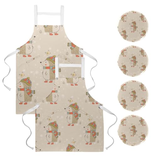 Lot de 2 tabliers de cuisine avec poches pour service et bistrot