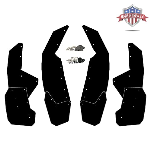 RokBlokz Mud Flaps - Fender Flares for Can Am Maverick X3 - Full Set of 4 - Includes Hardware. Quick Detach Accents. Best UTV Fender Flares. (Black, XL)