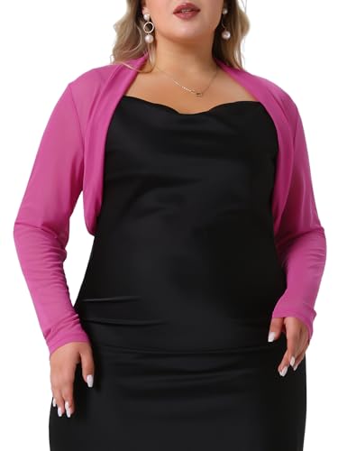 Image of Agnes Orinda Plus Size Mesh Crop Cardigans for Women Long Sleeve Open Front See Through Sheer Bolero Shrug Top