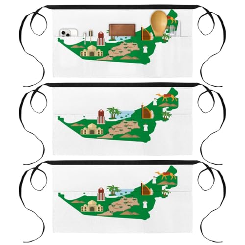 Tabliers courts de chef demi-tablier cuisine bistrot avec 3 poches x3