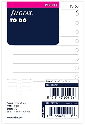 Filofax B212204 Pocket to Do List (White)