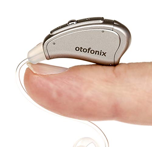 Otofonix Apex Hearing Aid for Seniors & Adults, Noise Canceling, Mini - Virtually Invisible, USA Phone Support (Left, Grey)