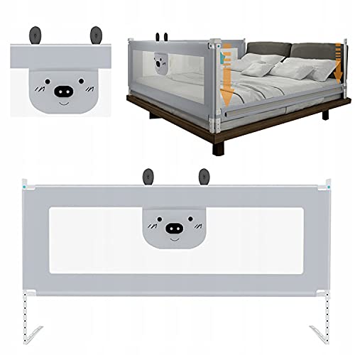 Primabobo Bettschutzgitter für Kleinkinder und Babys, geeignet für Reisen und zu Hause, höhenverstellbar, robuster Metallrahmen mit weichem Schutzschaum, Rausfallschutz, Grey, 160cm Cover