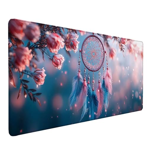 Tapis de souris XXL 1500x800mm rose avec bords cousus et base antidérapante
