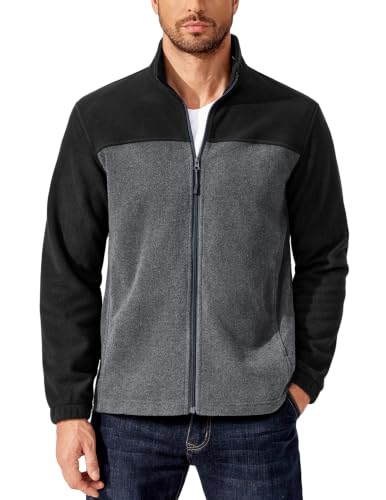 Image of COOFANDY Mens Polar Fleece Jacket Lightweight Full Zip Jackets Outdoor Coat
