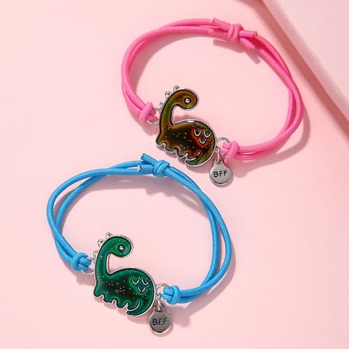 Image of Color Changing Couple Bracelet Cute Cat Animal Dinosaur Horse Temperature Sensing Mood Bracelet with Card Best Gift for Friends Birthday Christmas