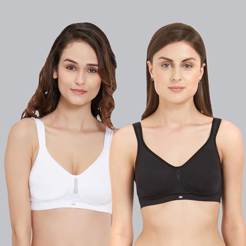 Image of SOIE Women Solid Full Coverage Polyamide Spandex Minimiser Non Padded Non Wired Bra Combo Pack of 2