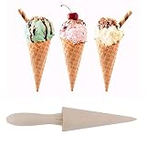 FÁCIL DE USAR: Molde de cono de helado con rodillo, conos de pastelería con rodillo de madera