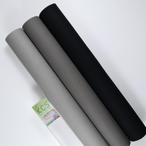 Image of KCS 3 pc of 15 inch x 18 inch(38cmx45cm) Counted Cross Stitch Cotton Aida Cloth Needlework Rolled Fabric Box,14CT,Medium Grey+Dark Grey+Black