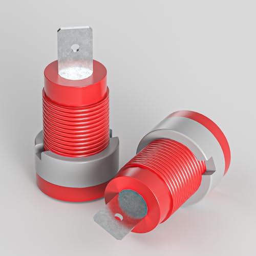 Image of Goupchn 4mm Banana Female Jack Panel Mount Socket Copper Nickel Plated 32A | 10PCS Five Colors PA Threaded, Copper Nickel Plated Tab (9mm /4mm hole) 32A 600V, Twist-lock Secure.