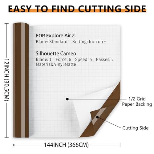 Image of Glossy Brown Permanent Vinyl Roll for Cutting Machine, Lya Vinyl 12 inch x 12Ft Permanent Outdoor Adhesive Vinyl Roll for Decor Sticker, Party Decoration