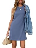 Sampeel Sundresses for Women 2025 Business Casual Dress Summer Beach Vacation Dresses Blue L
