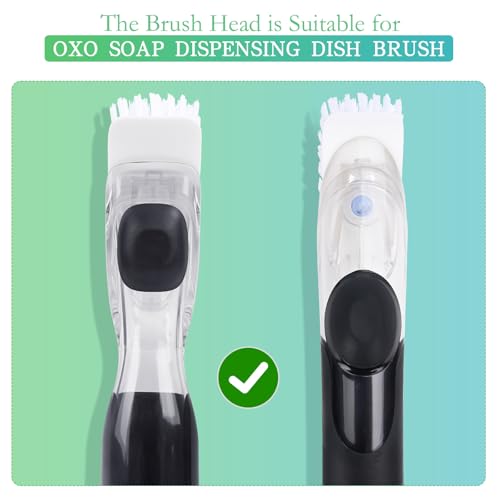Image of New Brush Refills for OXO New Soap Dispensing Dish Brush - 8 Pack Dish Brush Cleaning Soap Dispensing Head Replacement for Scrubber