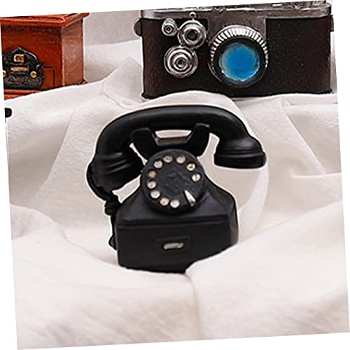 Teléfono de disco retro vintage HOMSFOU 2 piezas miniatura 3