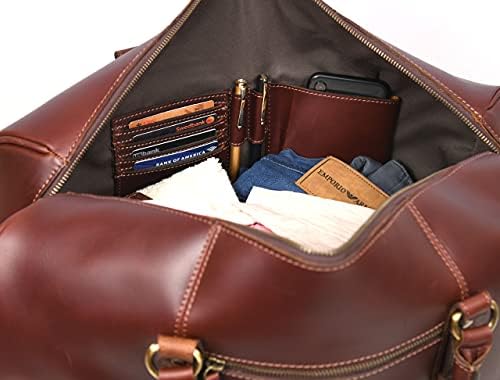Leather Travel Duffle Bag | Gym Sports Bag Airplane Luggage Carry-On Bag | Gift for Father's Day By Aaron Leather 3 Leather Travel Duffle Bag | Gym Sports Bag Airplane Luggage Carry-On Bag | Gift for Father's Day By Aaron Leather