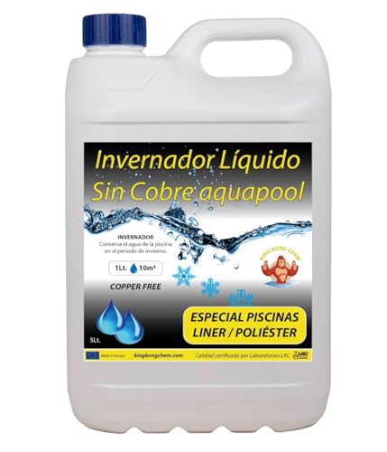 INVERNADOR LÍQUIDO Especial Liner/Poliester SIN Cobre 5 litros - Desinfectante y Algicida para el Tratamiento de Piscinas en Invierno