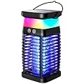 Solar Bug Zapper Outdoor/Indoor, 4000V Electric Mosquito Zapper with Flickering Flame & RGB Atmosphere Light, Cordless Waterproof Rechargeable Mosquito Repellent Outdoor Patio Backyard, Camping, RV
