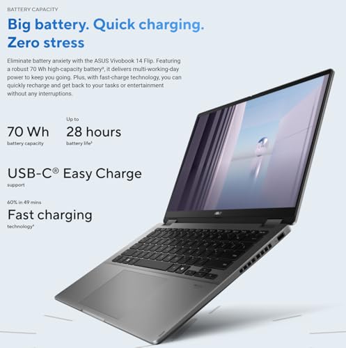 Image of ASUS Vivobook Flip 14 inch OLED Touch Copilot+ Laptop, Intel EVO Core Ultra 7 256V, Wi-Fi 7, 360 Hinge, Thunderbolt4, Win 11, w /Wireless Mouse & Stylus Pen (16GB RAM | 2TB SSD)