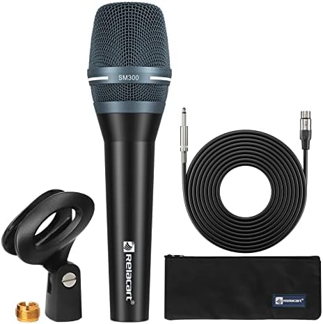 RELACART Dynamic Microphone SM300 High-Performance Cardioid Vocal All Metal Wired Mic for Singing Speech & Presentation Podcasting