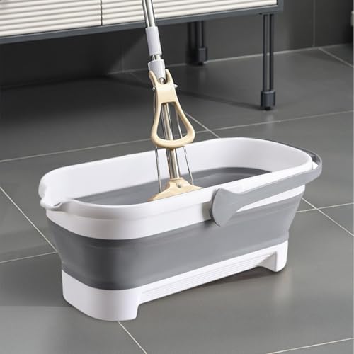 Zusammenklappbarer Eimermopp – Eimer-Set, Reinigung, platzsparender Schleudermopp | Faltbarer Wischeimer, tragbarer Bodenreiniger mit einfacher Drainage, hochwertiger thermoplastischer Eimermopp für – Bild 7