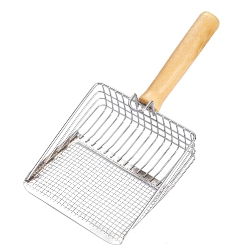 Rizthyn Pelle Litiere Chat, Pelle Metal, Pelle Litière, Pelle a Crotte avec Manche en Bois, Pelles à Litière pour Chats, Scoop de Litière de Chat en Métal pour Litiere pour Chat Agglomérante