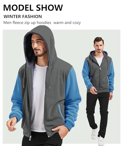 Image of GEEK LIGHTING Men's Fleece-Lined Zip Up Hoodie, Thick Hooded Jacket Winter Warm Athletic Sweatshirt