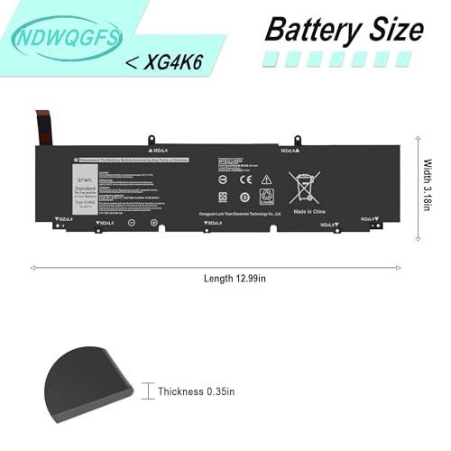 Image of XG4K6 Laptop Battery Replacement for Dell XPS 17 9700 9710 9720 9730 & Precision 5750 5760 5770 Series dell xps 17 9700 Battery Compatible with P92F, 01RR3, F8CPG, KVPMY