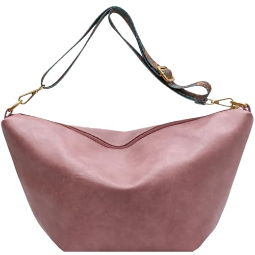 Makukke Umhängetasche Damen Gross PU-Leder Crossbody Bag mit Hobo Breiter Gurt Vintage Schultertasche Beuteltasche für Büro Arbeit Reisen Ausflug Einkauf,Rosa Tasche Makukke Umhängetasche Damen Gross PU-Leder Crossbody Bag mit Hobo Breiter Gurt Vintage Schultertasche Beuteltasche für Büro Arbeit Reisen Ausflug Einkauf,Rosa Tasche