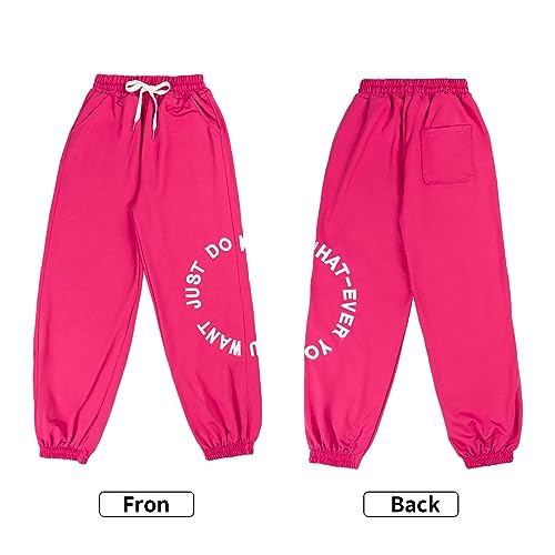 Image of Rolanko Girls' Jogger Pants Active Kids Sweatpants with Pocket Hip Hop Streetwear Trousers 4-14 Years