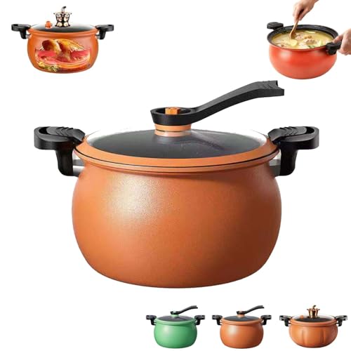 Multifunctional Large Capacity Non-stick Pressure Cooker, 8QT/5L Fast-Heating Micro Pressure Pot with Visual Glass Lid, Micro Pressure Cooker Pot, for Soups, Stews & All Stovetops (Orange)