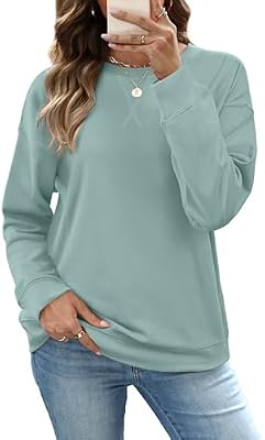 RUMIA Women's Blue Crewneck Sweatshirt – Casual Fashion Top, Size L