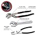 Performance Tool W1781 3 Pc. Hand Tool Set - Includes Slip Joint Pliers, Adjustable Wrench, Groove Joint Pliers, Cushioned Handles, Drop-Forged Alloy Steel, Black/Red