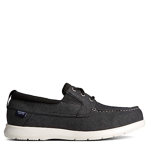 Sperry Mens Bowrider Plushstep 3-Eye Chambray Boat Casual Shoes - Black2