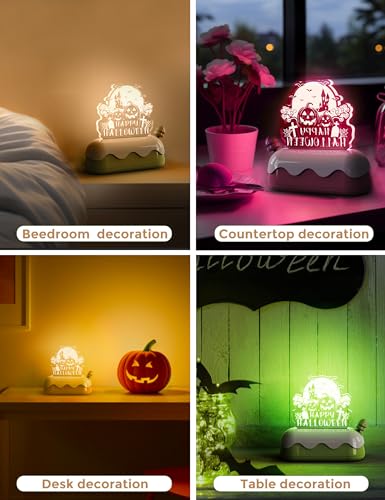 Image of LOHAS Halloween Night Light for Kids, Pumpkin Night Lights, USB Rechargeable, Color Changing RGB, Lamp for Adults, Children, Room Decor