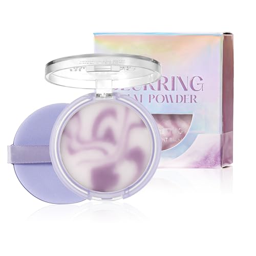 Easilydays Lavender Face Matte Setting Powder, Oil Control Pressed Matte Blurring Balm, Pores & Fine Lines, Lavender Jelly Pressed Setting Balm with Mini Puff, Powder-free, 01 Fancy