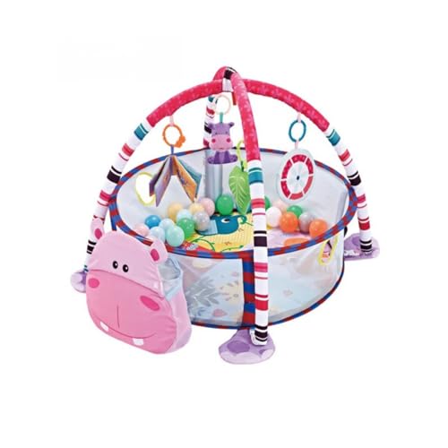 NIGOEベビージム ベビーゲームマット ベビーフィットネスマット アクティビティゲームジム 赤ちゃんのおもちゃ 感覚刺激 早期教育施設 知育玩具 室内遊具 新生児 出産祝い 0-36ヶ月 (ボール18個付き) (カバ)
